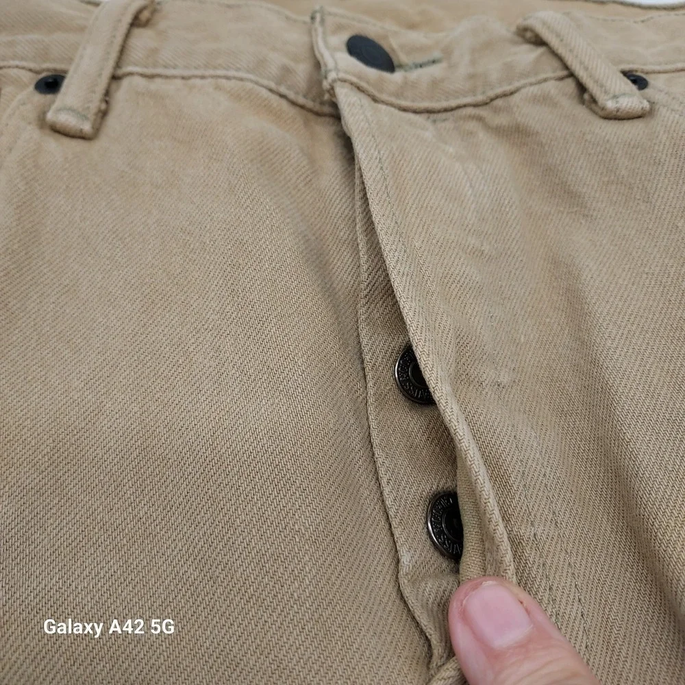 Levis 501 Original Fit Jeans Mens 34x24 Tan Khaki‎ Button Fly Cotton 00501-1212